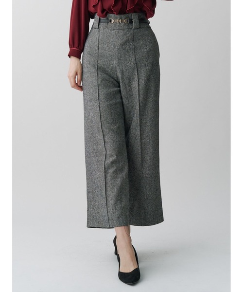 ウールヘリンボンワイドパンツ