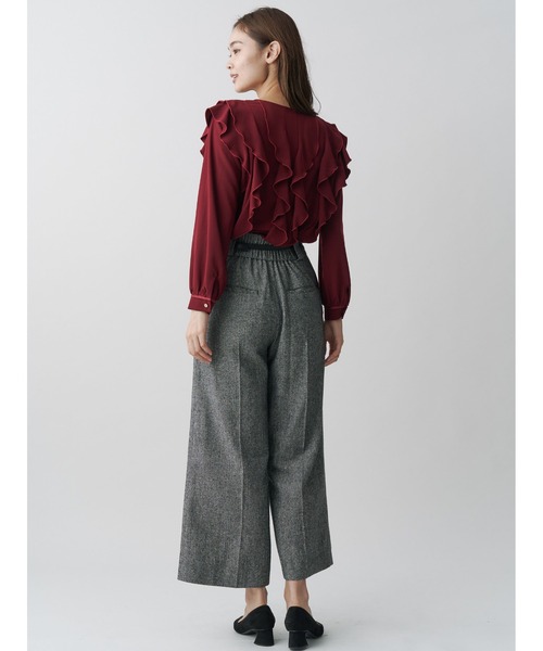 ウールヘリンボンワイドパンツ