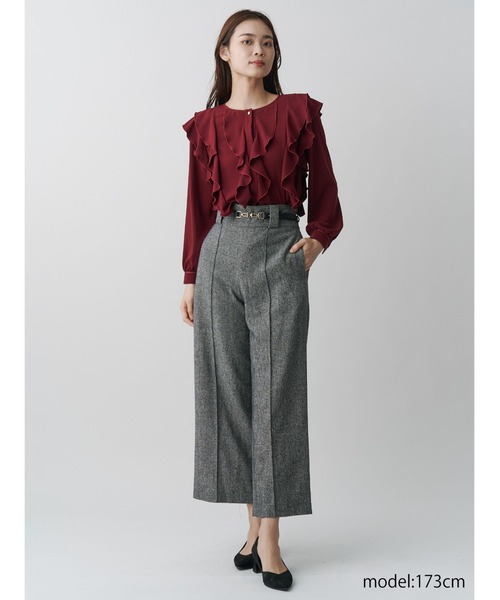 ウールヘリンボンワイドパンツ