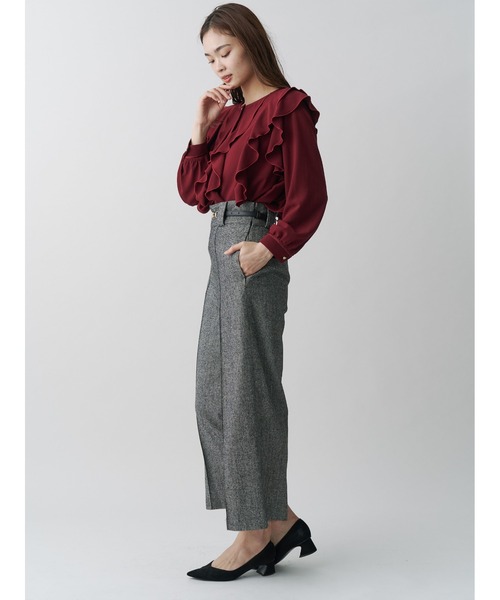 ウールヘリンボンワイドパンツ