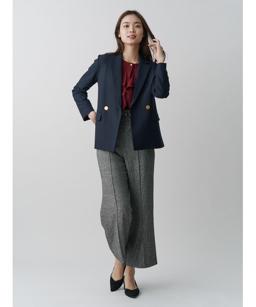 ウールヘリンボンワイドパンツ