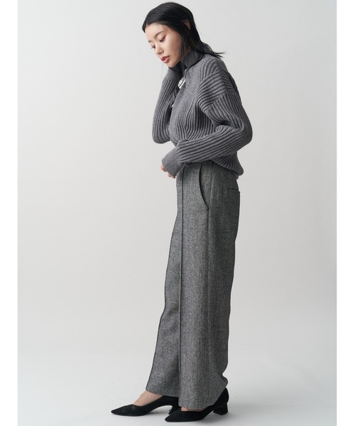 ウールヘリンボンワイドパンツ