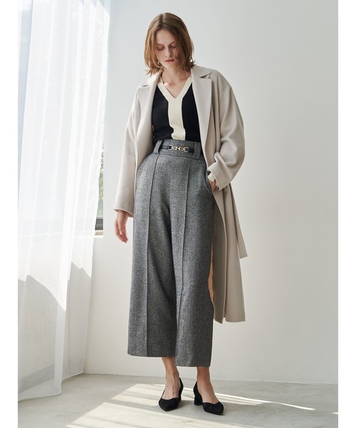 ウールヘリンボンワイドパンツ