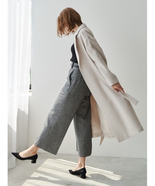 ウールヘリンボンワイドパンツ