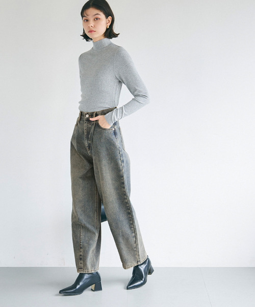 coca（coca）（コカ）の「タックカーブデニム（デニムパンツ・レディース・ブラック/ブルー・M/S/L）」の4枚目の写真