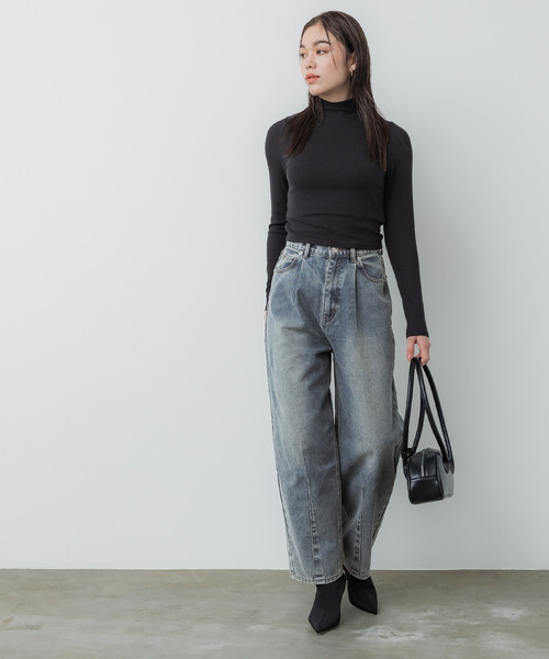 coca（coca）（コカ）の「タックカーブデニム（デニムパンツ・レディース・ブラック/ブルー・M/S/L）」の8枚目の写真