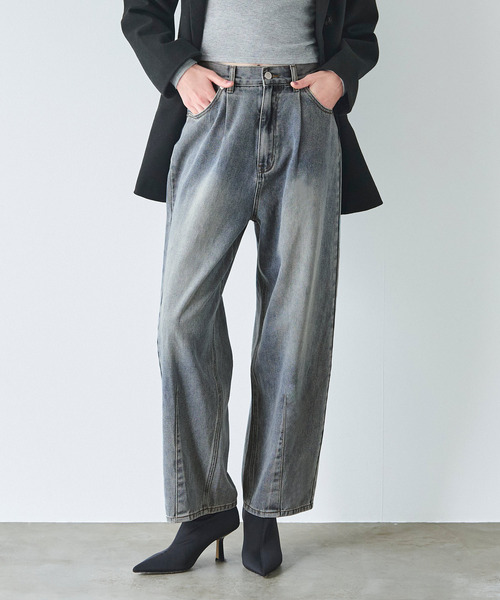 coca（coca）（コカ）の「タックカーブデニム（デニムパンツ・レディース・ブラック/ブルー・M/S/L）」の11枚目の写真