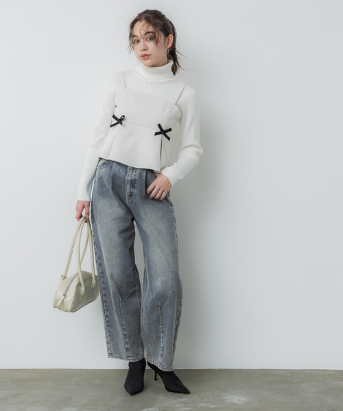 coca（coca）（コカ）の「タックカーブデニム（デニムパンツ・レディース・ブラック/ブルー・M/S/L）」の12枚目の写真