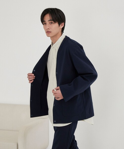 coen（コーエン）の「極楽ジャケット（ノーカラージャケット・メンズ・ブラック/ネイビー・XL/S/M/L）」の7枚目の写真