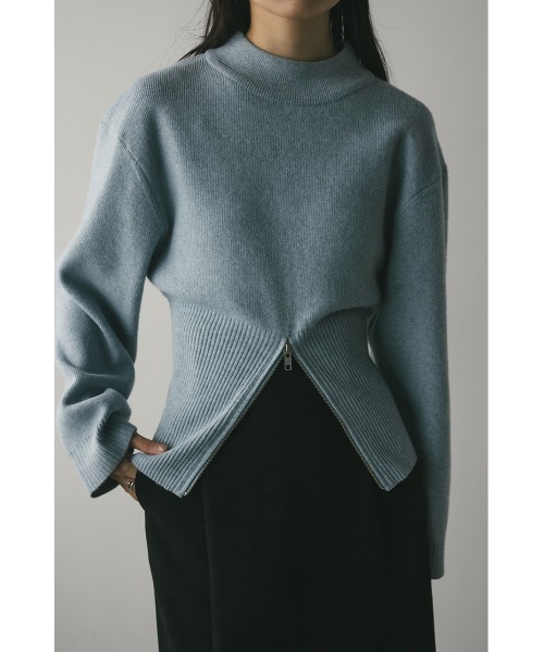 STYLEMIXER(スタイルミキサー)の「ヘムジップフォルムニット(ニット/セーター・レディース・ブラウン/アイボリー/サックスブルー・FREE)」の3枚目の写真