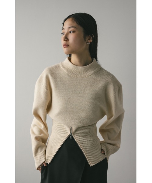 STYLEMIXER(スタイルミキサー)の「ヘムジップフォルムニット(ニット/セーター・レディース・ブラウン/アイボリー/サックスブルー・FREE)」の1枚目の写真