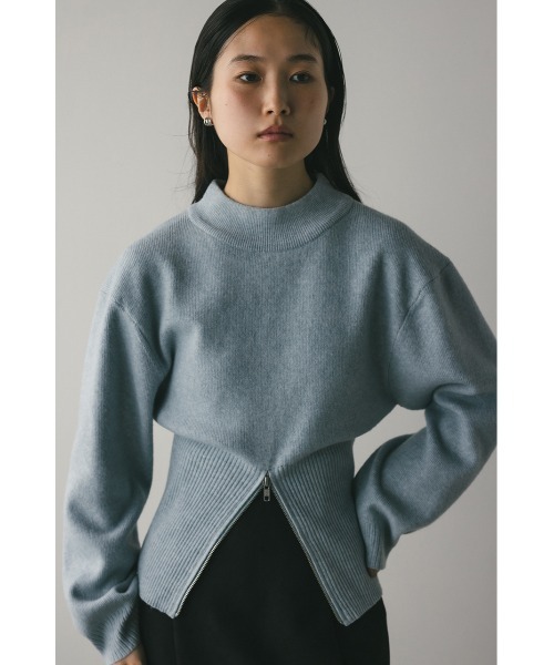 STYLEMIXER(スタイルミキサー)の「ヘムジップフォルムニット(ニット/セーター・レディース・ブラウン/アイボリー/サックスブルー・FREE)」の13枚目の写真