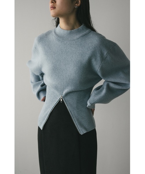 STYLEMIXER(スタイルミキサー)の「ヘムジップフォルムニット(ニット/セーター・レディース・ブラウン/アイボリー/サックスブルー・FREE)」の9枚目の写真