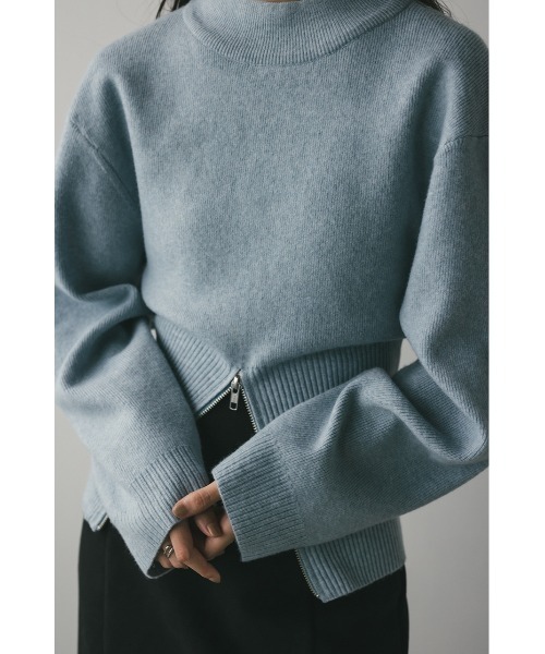 STYLEMIXER(スタイルミキサー)の「ヘムジップフォルムニット(ニット/セーター・レディース・ブラウン/アイボリー/サックスブルー・FREE)」の7枚目の写真
