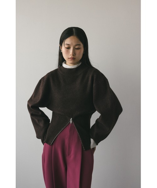 STYLEMIXER(スタイルミキサー)の「ヘムジップフォルムニット(ニット/セーター・レディース・ブラウン/アイボリー/サックスブルー・FREE)」の21枚目の写真