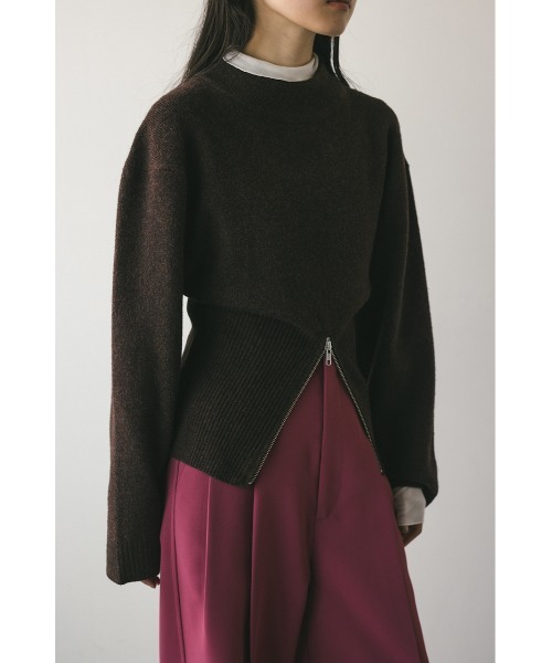 STYLEMIXER(スタイルミキサー)の「ヘムジップフォルムニット(ニット/セーター・レディース・ブラウン/アイボリー/サックスブルー・FREE)」の20枚目の写真