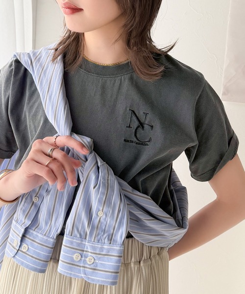 Java(ジャバ)の「《JaVaジャバコラボ》大人カジュアルにぴったり!綿100%英字胸刺繍ピグメント加工Tシャツ(半袖)(Tシャツ/カットソー・レディース・チャコール/グリーン/オフホワイト/ライトベージュ・LARGE/MEDIUM/SMALL/X-LARGE)」の16枚目の写真