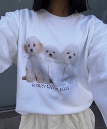 【軽量】ドッグ×リボンデザイントレーナー スウェット