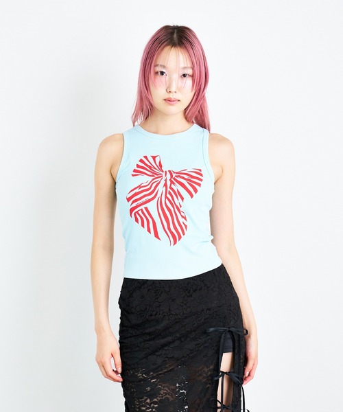 ANNA SUI NYC(アナ スイ エヌ ワイ シー)の「キャンディリボン タンクトップ(タンクトップ・レディース・ブラック/サックスブルー/ホワイト・FREE)」の1枚目の写真