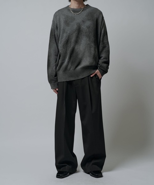 Lui's（ルイス）の「スプレープリントクルーネックニット（ニット/セーター・メンズ・ブルー/オフホワイト/グレー/モカ・S/M）」の18枚目の写真