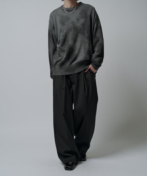 Lui's（ルイス）の「スプレープリントクルーネックニット（ニット/セーター・メンズ・ブルー/オフホワイト/グレー/モカ・S/M）」の17枚目の写真