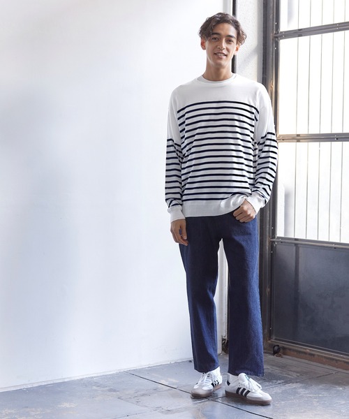 coca(coca)(コカ)の「パネルボーダークルーネック長袖(ニット/セーター・メンズ・ホワイト/ブラック・XL/L/M)」の3枚目の写真