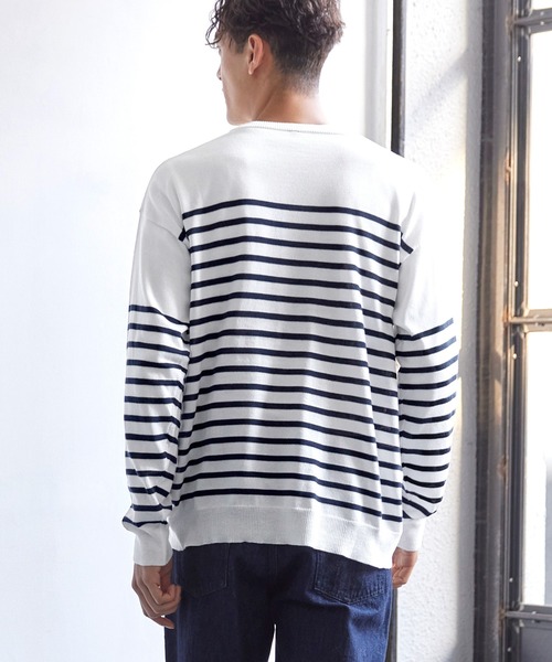 coca(coca)(コカ)の「パネルボーダークルーネック長袖(ニット/セーター・メンズ・ホワイト/ブラック・XL/L/M)」の6枚目の写真