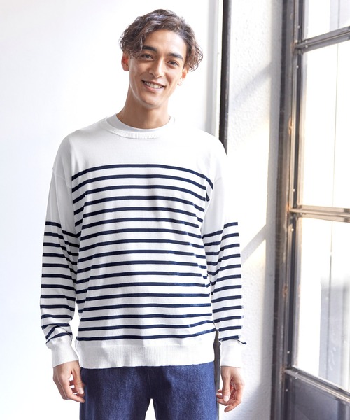 coca(coca)(コカ)の「パネルボーダークルーネック長袖(ニット/セーター・メンズ・ホワイト/ブラック・XL/L/M)」の7枚目の写真