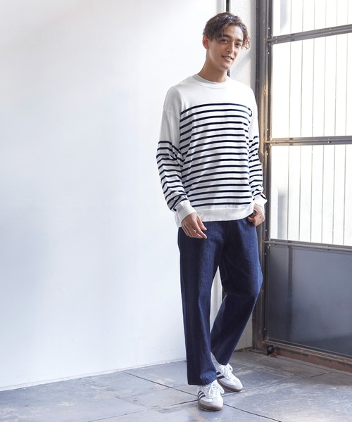 coca(coca)(コカ)の「パネルボーダークルーネック長袖(ニット/セーター・メンズ・ホワイト/ブラック・XL/L/M)」の8枚目の写真