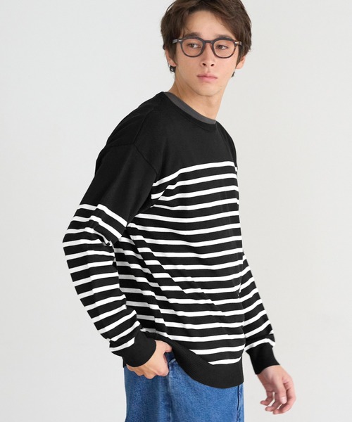 coca(coca)(コカ)の「パネルボーダークルーネック長袖(ニット/セーター・メンズ・ホワイト/ブラック・XL/L/M)」の10枚目の写真