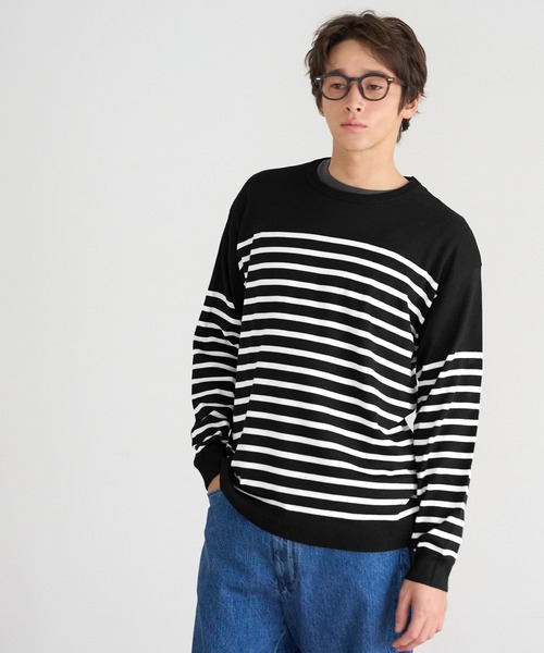 coca(coca)(コカ)の「パネルボーダークルーネック長袖(ニット/セーター・メンズ・ホワイト/ブラック・XL/L/M)」の12枚目の写真