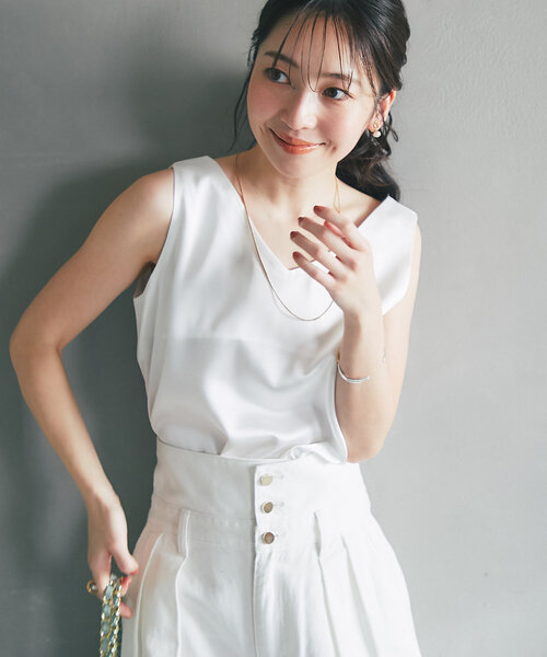 miki監修・新色登場・名品】サテン2WAYタンク（タンクトップ
