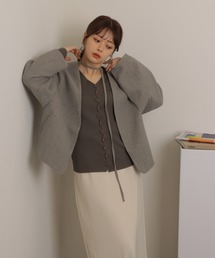 ■未使用品デプレ 【定価2.8】ライトコットンカシュクール　ノーカラージャケット DES PRES - DES PRES ライトコットン カシュクールノーカラー