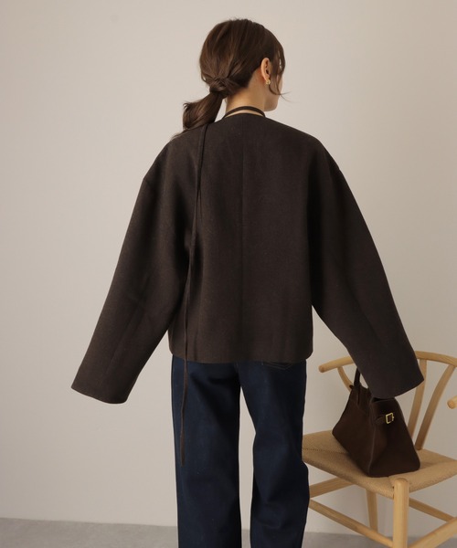 cache coeur middle jacket /ノーカラー カシュクール ミディ