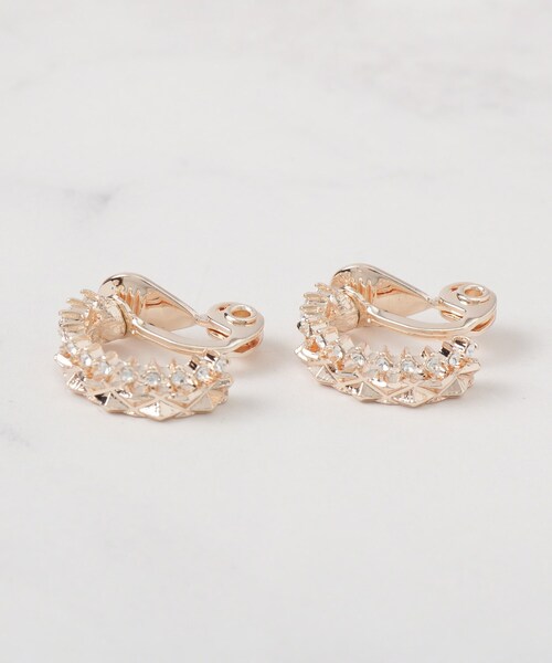 SHOO・LA・RUE（シューラルー）の「【痛くなりにくい】ビジュー2連イヤリング（イヤリング・レディース・ピンクゴールド/シルバー/ゴールド・00）」の3枚目の写真