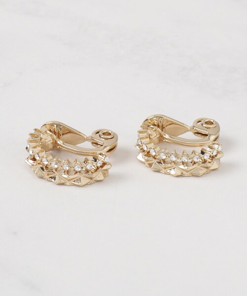 SHOO・LA・RUE（シューラルー）の「【痛くなりにくい】ビジュー2連イヤリング（イヤリング・レディース・ピンクゴールド/シルバー/ゴールド・00）」の8枚目の写真