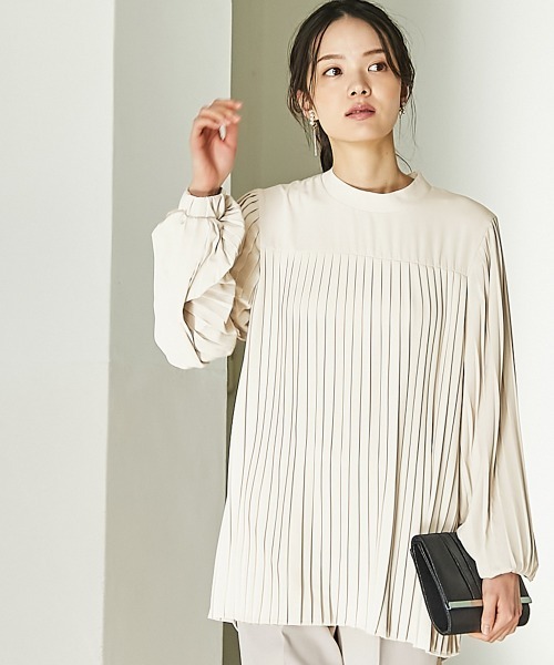 slattgir(スラットジール)の「高身長 【フォーマル】プリーツブラウス2点セット (ブラウス+パンツ)(スーツセット・レディース・ブラック/クリーム・M/L/LL/3L/4L/5L)」の6枚目の写真