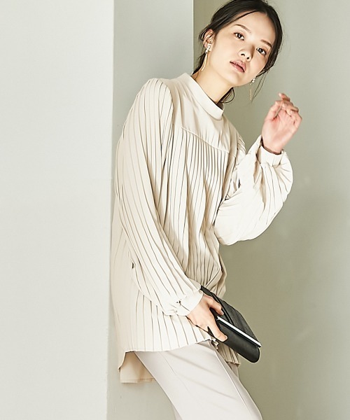 slattgir(スラットジール)の「高身長 【フォーマル】プリーツブラウス2点セット (ブラウス+パンツ)(スーツセット・レディース・ブラック/クリーム・M/L/LL/3L/4L/5L)」の8枚目の写真