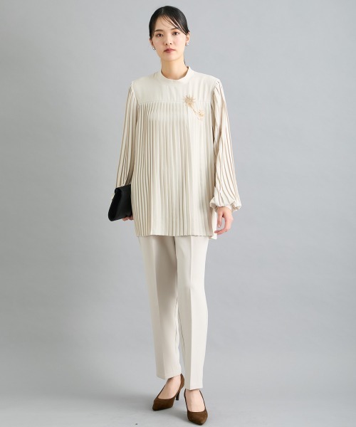 slattgir(スラットジール)の「高身長 【フォーマル】プリーツブラウス2点セット (ブラウス+パンツ)(スーツセット・レディース・ブラック/クリーム・M/L/LL/3L/4L/5L)」の9枚目の写真