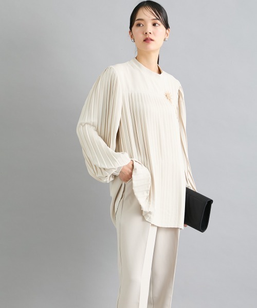 slattgir(スラットジール)の「高身長 【フォーマル】プリーツブラウス2点セット (ブラウス+パンツ)(スーツセット・レディース・ブラック/クリーム・M/L/LL/3L/4L/5L)」の10枚目の写真