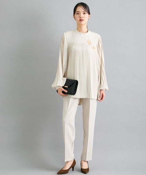 slattgir(スラットジール)の「高身長 【フォーマル】プリーツブラウス2点セット (ブラウス+パンツ)(スーツセット・レディース・ブラック/クリーム・M/L/LL/3L/4L/5L)」の11枚目の写真