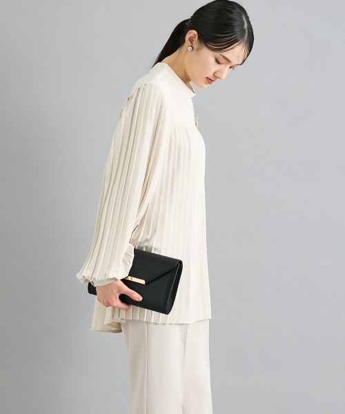 slattgir(スラットジール)の「高身長 【フォーマル】プリーツブラウス2点セット (ブラウス+パンツ)(スーツセット・レディース・ブラック/クリーム・M/L/LL/3L/4L/5L)」の12枚目の写真