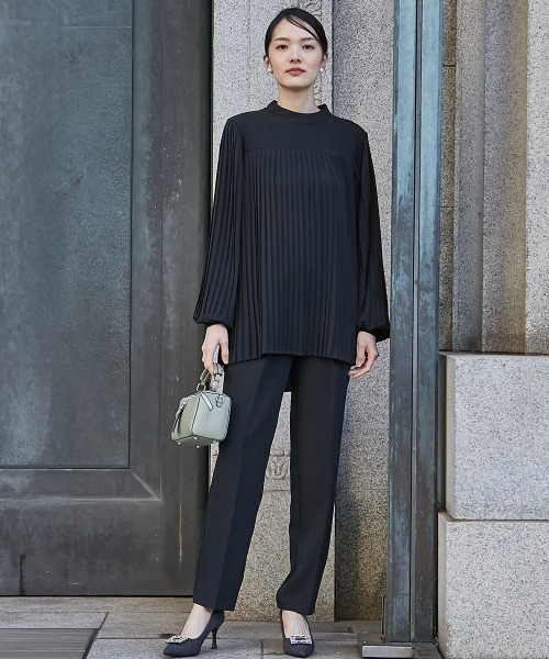 slattgir(スラットジール)の「高身長 【フォーマル】プリーツブラウス2点セット (ブラウス+パンツ)(スーツセット・レディース・ブラック/クリーム・M/L/LL/3L/4L/5L)」の17枚目の写真