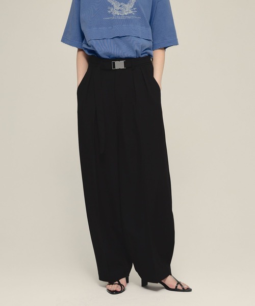 eL（エル）の「【eL】Long Belt Wide Pants/287440（スラックス・レディース・ブラック/ブラウン・FREE）」の2枚目の写真