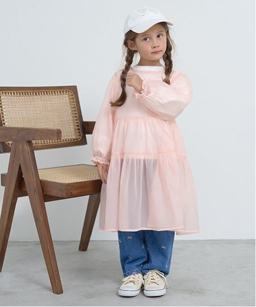 Lycee mine(リセマイン)の「シアーティアードワンピース【子供服】【キッズ】【女の子】(ワンピース・キッズ・グレー/サーモンピンク/アイボリー・100cm/140cm/120cm/130cm/150cm/110cm)」の15枚目の写真