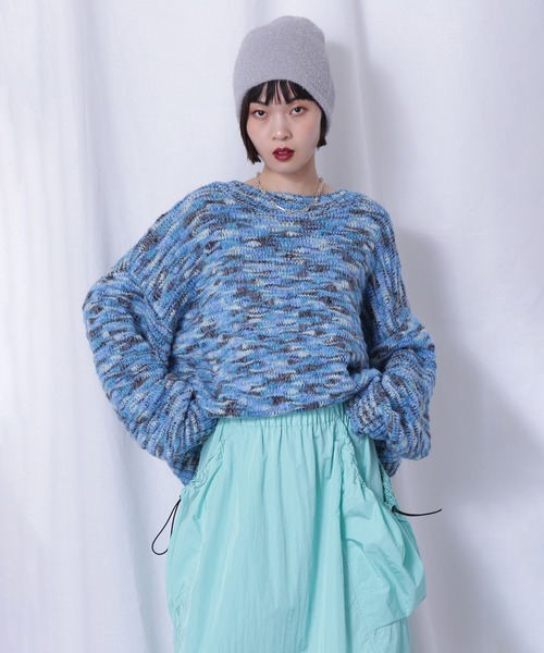ROSE BUD(ローズバッド)の「(MIRRORMIRRORONTHEWAL)ネップヤーン ニット(ニット/セーター・レディース・ブルー・ONE SIZE)」の1枚目の写真