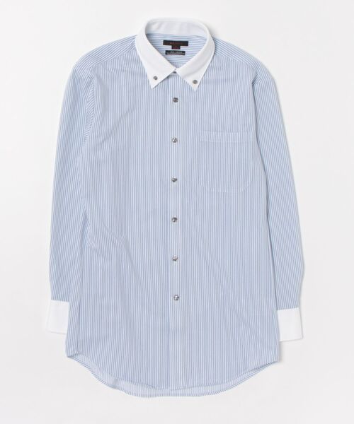 m.f.editorial（エムエフエディトリアル）の「【ストレッチ ノーアイロン 吸水速乾】m.f.エディトリアル メンズ ボタンダウン ビジネスドレス 長袖ニットシャツ（ビジネスシャツ・メンズ・ブルー・首回り39cm-裄丈84cm/首回り39cm-裄丈80cm/首回り41cm-裄丈82cm/首回り41cm-裄丈86cm/首回り37cm-裄丈80cm/首回り43cm-裄丈82cm/首回り43cm-裄丈86cm）」の2枚目の写真