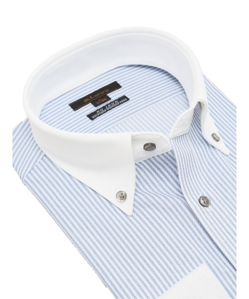 m.f.editorial（エムエフエディトリアル）の「【ストレッチ ノーアイロン 吸水速乾】m.f.エディトリアル メンズ ボタンダウン ビジネスドレス 長袖ニットシャツ（ビジネスシャツ・メンズ・ブルー・首回り39cm-裄丈84cm/首回り39cm-裄丈80cm/首回り41cm-裄丈82cm/首回り41cm-裄丈86cm/首回り37cm-裄丈80cm/首回り43cm-裄丈82cm/首回り43cm-裄丈86cm）」の7枚目の写真