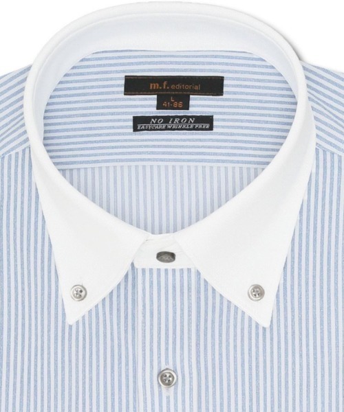 m.f.editorial（エムエフエディトリアル）の「【ストレッチ ノーアイロン 吸水速乾】m.f.エディトリアル メンズ ボタンダウン ビジネスドレス 長袖ニットシャツ（ビジネスシャツ・メンズ・ブルー・首回り39cm-裄丈84cm/首回り39cm-裄丈80cm/首回り41cm-裄丈82cm/首回り41cm-裄丈86cm/首回り37cm-裄丈80cm/首回り43cm-裄丈82cm/首回り43cm-裄丈86cm）」の8枚目の写真