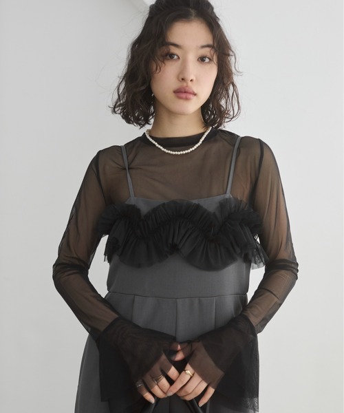 サロペット・オーバーオール・オールインワン ACKA tulle layerd all in one セール】【オケージョン対応】チュールドッキングオールインワン